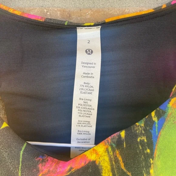 Lululemon Wunder Train Long Line Racerback Tank Top Undertone Black Multi ~ 2 - Picture 7 of 11